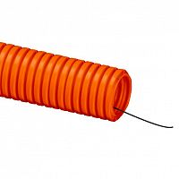 Труба ПНД гибкая легкая с протяжкой ф32 оранжевая